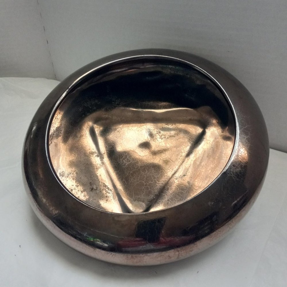 Haeger Floral Pottery Metallic Crackle Bronze Vase - 1996